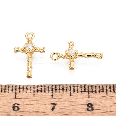 Brass Pave Clear Cubic Zirconia Pendants KK-T074-105G-1