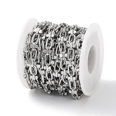 Tarnish Resistant 304 Stainless Steel Oval & Dumbbell Link Chain Unwelded X-STAS-B060-02P-1