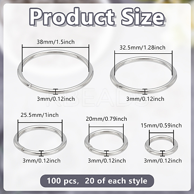 100Pcs 5 Styles Iron Linking Ring IFIN-GO0001-04-1