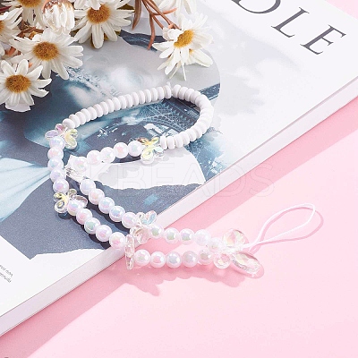 Transparent Acrylic Beaded Mobile Straps HJEW-JM00421-1