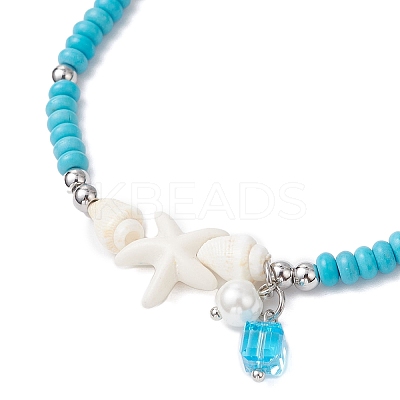 2Pcs 2 Colors Trumpet Shell Beads Charm Bracelets BJEW-JB12374-1