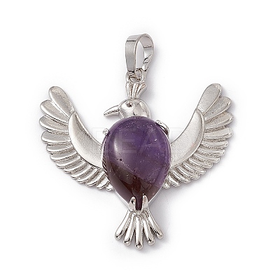 Natural Amethyst Pendants G-P484-05P-05-1