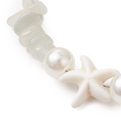 Starfish Synthetic Turquoise & Natural Moonstone Chip Beaded Bracelets for Women BJEW-JB11264-02-1