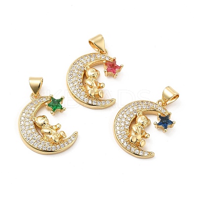 Brass Micro Pave Cubic Zirconia Pendants KK-H441-23G-1