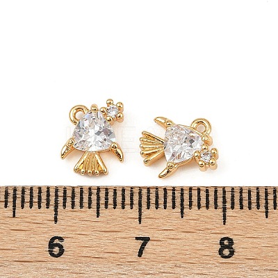 Ocean Theme Brass Micro Pave Cubic Zirconia Charms KK-F902-08C-G-1