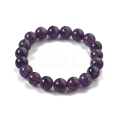 Natural Amethyst Bead Stretch Bracelets X-BJEW-K212-C-034-1