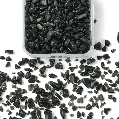 50G Natural Black Tourmaline Chip Beads G-YW0001-67-1