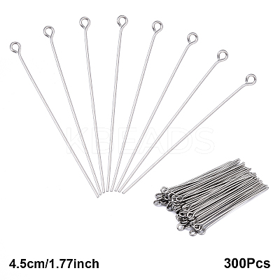 300Pcs 304 Stainless Steel Eye Pins STAS-YW0003-12B-1