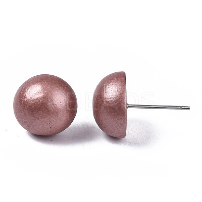 Pearlized Half Round Schima Wood Earrings for Girl Women EJEW-N048-001-09-1