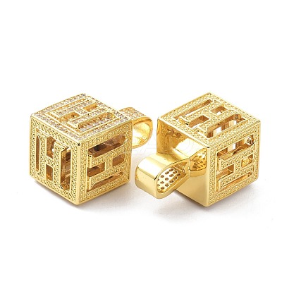 Alphabet Brass Micro Pave Clear Cubic Zirconia Pendants ZIRC-O045-01G-H-1