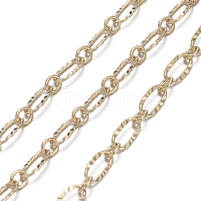 3.28 Feet Brass Textured Oval Link Chains X-CHC-S004-07G-1