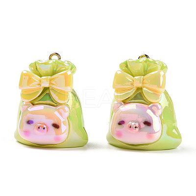UV Plated Rainbow Resin Pendants RESI-N039-01-1