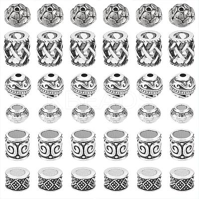 120Pcs 6 Style Tibetan Style Alloy Beads TIBE-NB0001-21-1