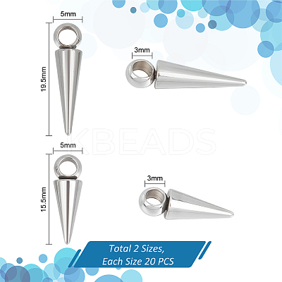 40Pcs 2 Style Stainless Steel Pendants STAS-UN0052-79-1