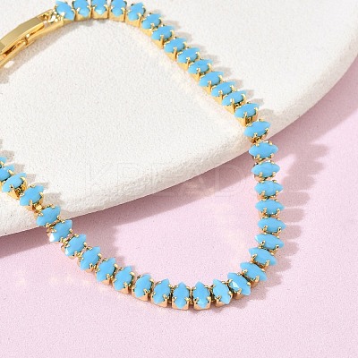 Synthetic Turquoise Tennis Bracelets KK-CBA964F-01G-01-1
