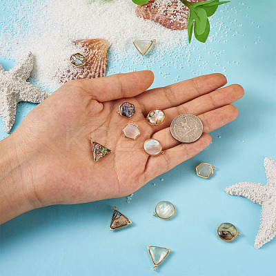 12Pcs 6 Styles Natural Shell Pendant Sets SHEL-CD0001-03-1