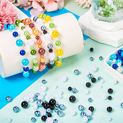 150G 5 Colors ABS Plastic Imitation Pearl Beads KY-TA0001-44A-1