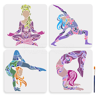 1 Set PET Hollow Out Drawing Painting Stencils DIY-MA0005-36-1
