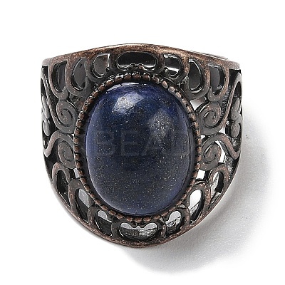 Natural Lapis Lazuli Oval Adjustable Rings RJEW-K271-06R-23-1