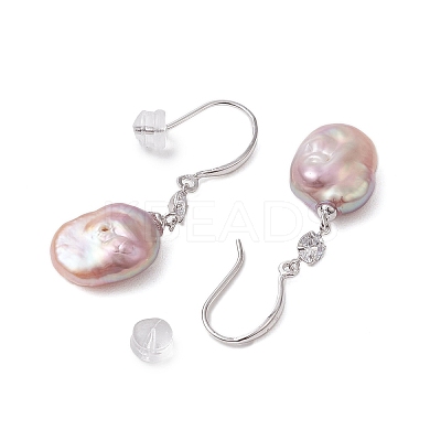 Natural Pearl Dangle Earrings EJEW-P286-34P-1