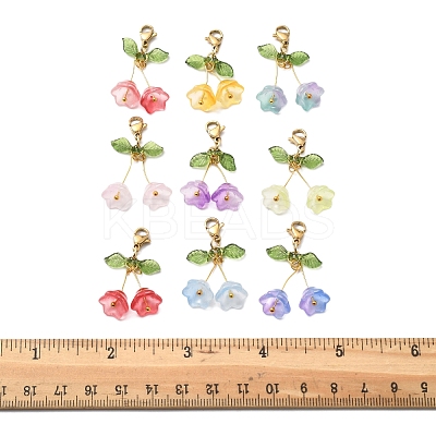 18Pcs 9 Colors Campanula Glass Pendant Decoration HJEW-FS00037-1
