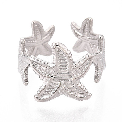 304 Stainless Steel Cuff Open Rings for Women RJEW-N052-14P-1
