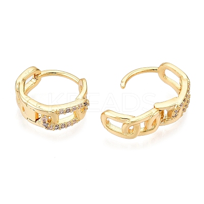 Brass Micro Pave Clear Cubic Zirconia Hoop Earrings EJEW-C121-16G-1