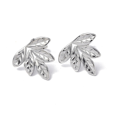 Non-Tarnish 304 Stainless Steel Leaf Stud Earrings for Women EJEW-F300-13P-1