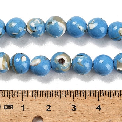 Assembled Synthetic Stone and Trochus Shell Beads Strands G-B128-08C-08-1