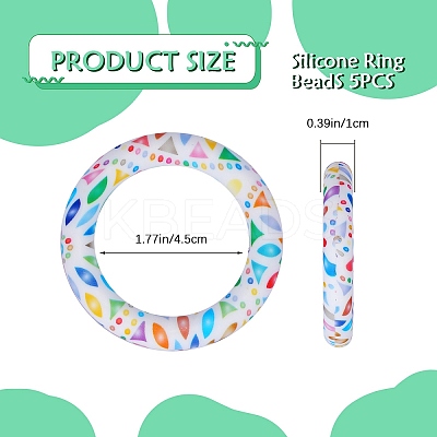 5Pcs Ring Food Grade Eco-Friendly Silicone Focal Beads JX894K-1