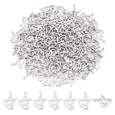 120Pcs 304 Stainless Steel Bird Pendants STAS-DC0007-36-1