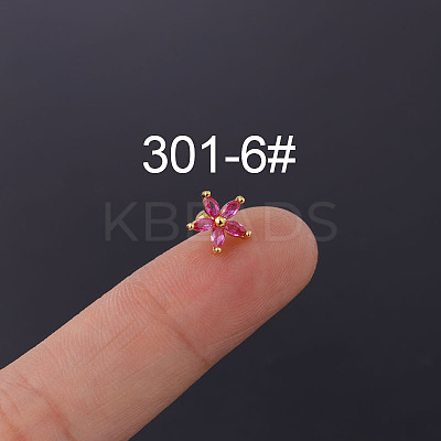 Flower 316L Surgical Stainless Steel Micro Pave Cubic Zirconia Cartilage Earrings WGAF33A-06-1