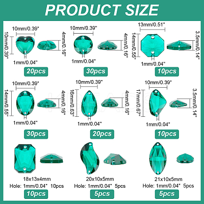 140Pcs 9 Style Teardrop/Octagon/Oval Sew on Rhinestone ACRT-PH0001-14B-1