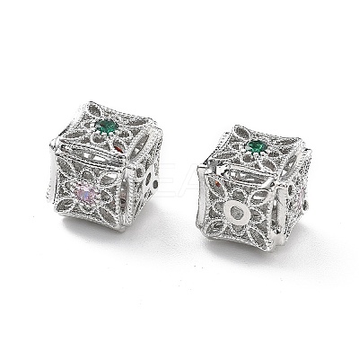 Brass Micro Pave Cubic Zirconia Beads KK-G523-12P-1