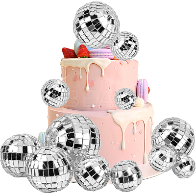 11Pcs 5 Style Plastic & Glass Disco Ball Cake Decorations FEPA-CP0001-01-1