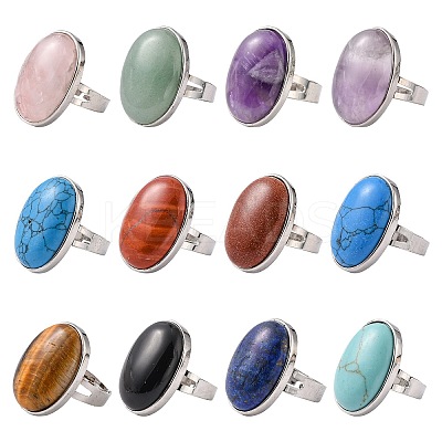 Great Valentines Gifts Natural & Synthetic Mixed Stone Rings RJEW-C094-M-1