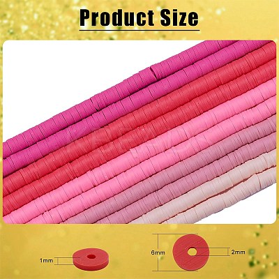 10 Strands 5 Colors Flat Round Handmade Polymer Clay Beads CLAY-SZ0002-02C-1