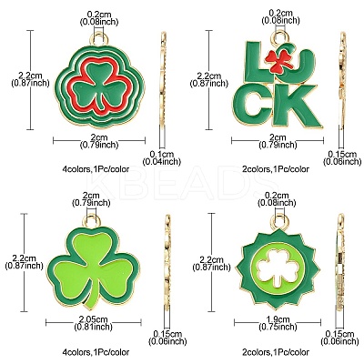 12Pcs 12 Styles Saint Patrick's Day Alloy Enamel Pendants ENAM-FS0001-66-1