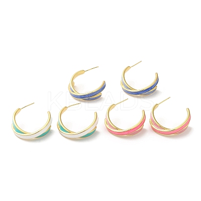 Rack Plating Brass Criss Cross Stud Earrings for Women EJEW-D059-02G-1