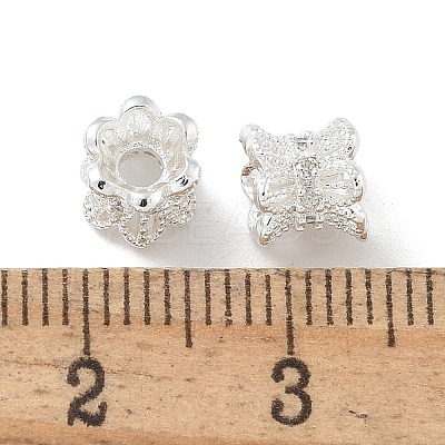 6-Petal Brass Micro Pave Cubic Zirconia Double Sided Bead Caps ZIRC-F141-01S-01-1