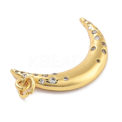 Moon Theme Rack Plating Brass Micro Pave Cubic Zirconia Pendants KK-Z071-52G-01-1