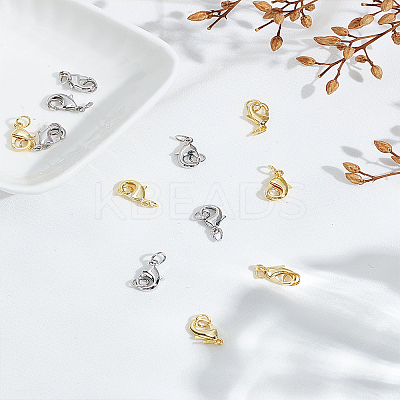 12Pcs 2 Colors Rack Plating Brass Lobster Claw Clasps KK-LP0004-47-1