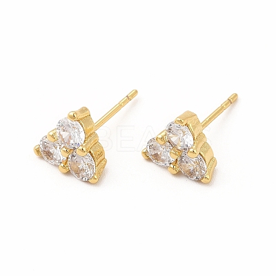 Brass Micro Pave Cubic Zirconia Stud Earrings for Women EJEW-H091-12G-1