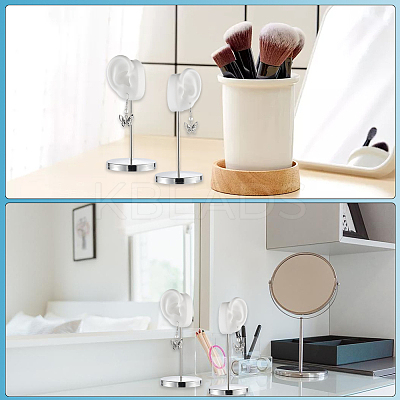 2 Sets 2 Styles Left & Right Silicone Ear Shaped Earring Display Stands with Iron Bar EDIS-SC0001-14-1