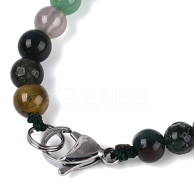 Natural Indian Agate Round & Cone Beaded Necklaces NJEW-N064-03F-1