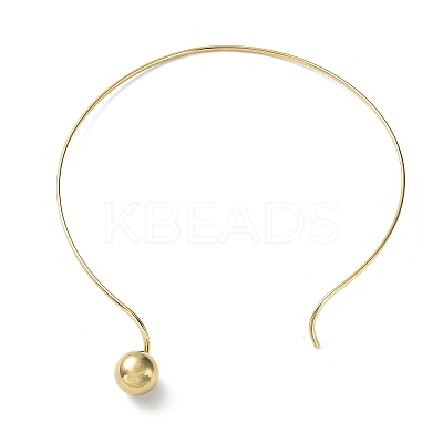 304 Stainless Steel Round Ball Pendant Choker Necklaces NJEW-D058-01G-1