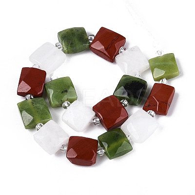 Natural Canada Jade & Red Jasper & Rainbow Moonstone Beads Strands G-T144-18A-01-1
