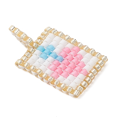 Glass Seed Beaded Pendants PALLOY-MZ01228-02-1