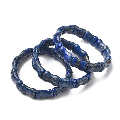 Bamboo Natural Lapis Lazuli Beads Stretch Bracelets for Women Men BJEW-K304-01H-1