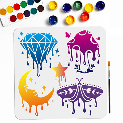 1Pc Melting Theme PET Hollow Out Drawing Painting Stencils DIY-MA0003-95A-04-1